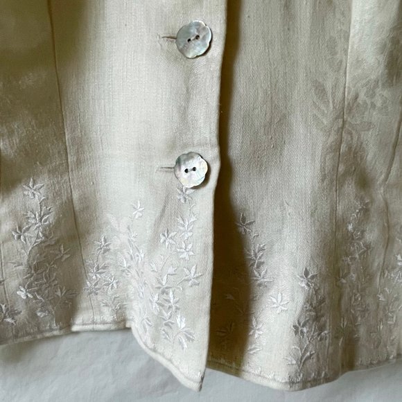 Vintage Cream Brocade Rayon Summer Suit Size 12P - Picture 6 of 14